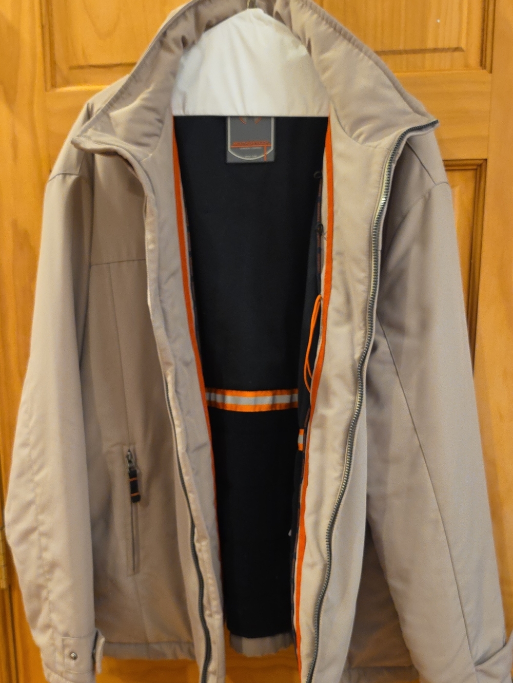 Weatherproof Men's Khaki Jacket with Orange Accents